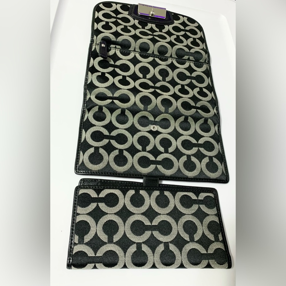 Coach Kristin Op Art Signature Check Book Flap Wallet & Checkbook - Picture 8 of 16